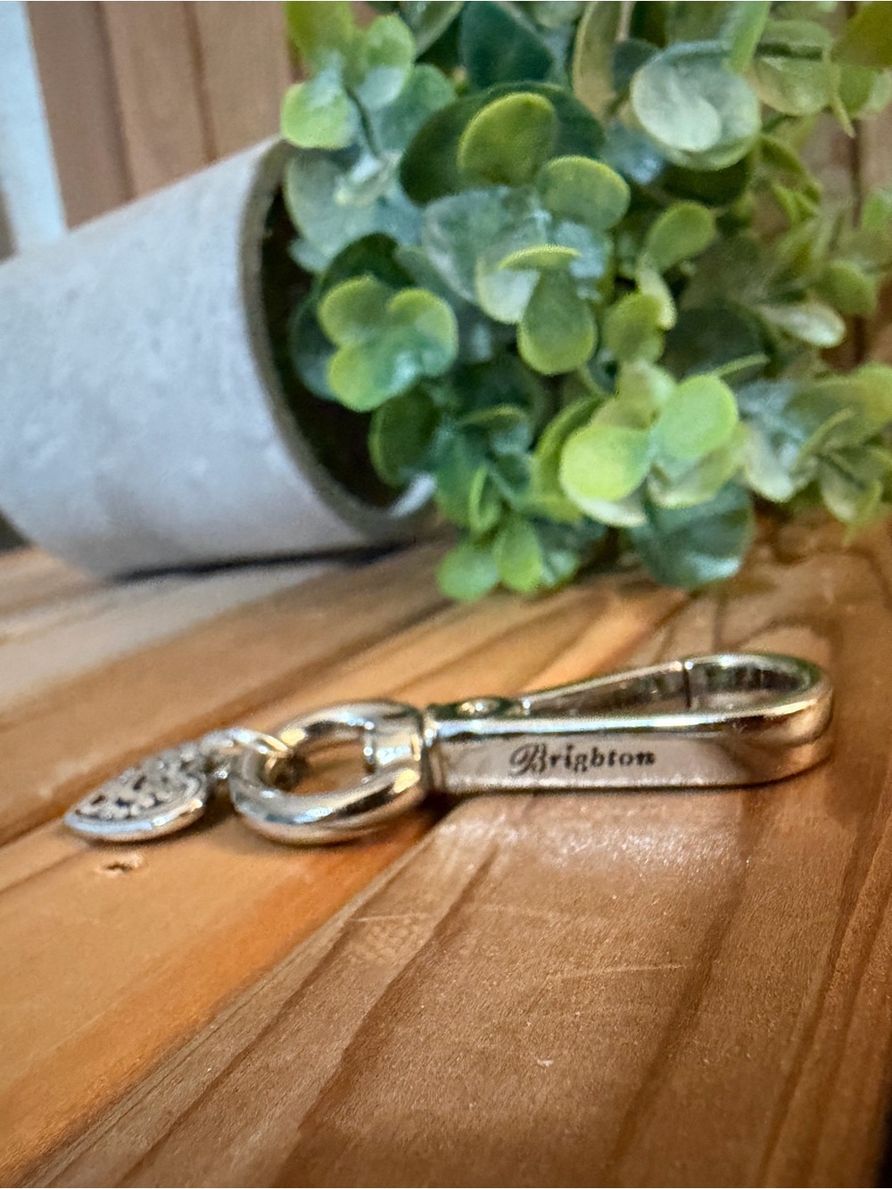 Brighton Silver Logo Branded Key Clip with Charm, Purse Charm Replacement